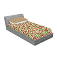 thumbnail image 2 of Ambesonne Floral Fitted Sheet & Pillow Sham Set, Strawberries Summertime, Twinxl, Vermilion Green Pink, 2 of 2
