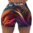 thumbnail image 2 of Easygdp Colorful Abstract Wave Motion Yoga Shorts with Pockets for Women,Women's Biker Shorts Workout Gym Running Volleyball,Tummy Control-, 2 of 8