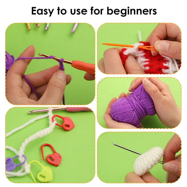 Craft Knitting Starter Kit 5mm Needles Colour 6 Balls of Wool Hobby Yarn  Set NEW