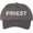 Chacoal/White, variant on Priest Embroidered Baseball Cap | Text Father Pastor Leader Group Church Trip Structured Cap (Grey/Black)