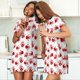 thumbnail image 4 of Fotbe Bloody Hand Bata de Dormir para Mujer con Estampado, Camisón de Algodón de Manga Corta, Ropa de Dormir Casual, 4 of 6
