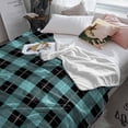 thumbnail image 5 of Fleece Blanket Tartan Plaid Buffalo Grid Pattern Blankets, Soft Cozy Warm Flannel Throw Blanket, Teal and Black Blanket for Bed Couch Sofa,40x50In, 5 of 9