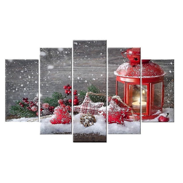 Holiday Ornaments Christmas Santa Claus 5pcs Hd Canvas Print Home Decor Picture Wall Art Painting Q