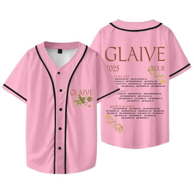 Glaive 2025 Tournée Date Merch Veste de Baseball Tee Cosplay Unisexe Col en V Manches Courtes T-Shirts