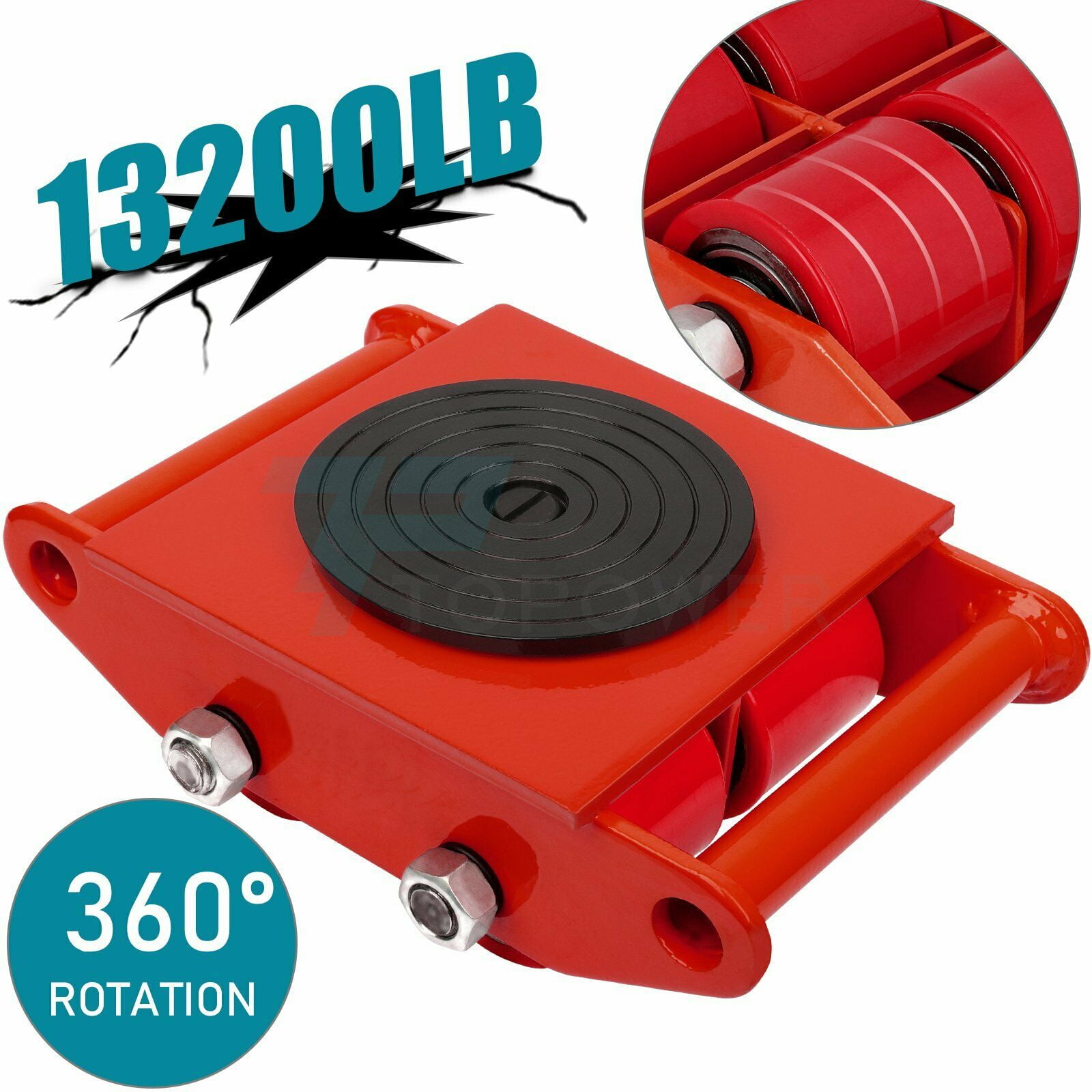 Machinery Mover Industrial Dolly Skate 2.5T Cast Steel Roller w/ Rubber face 