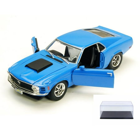 1970 Mustang Restoration - Diecast Car & Display Case Package - 1970 Ford Mustang Boss 429, Blue - Motormax 73303 - 1/24 scale Diecast Model Toy Car w/Display Case