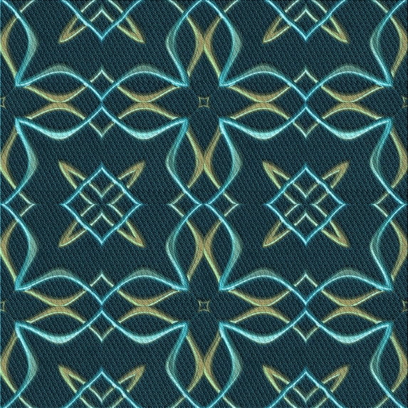 Ahgly Company Indoor Square Patterned Deep-Sea Green Area Rugs, 4' Square