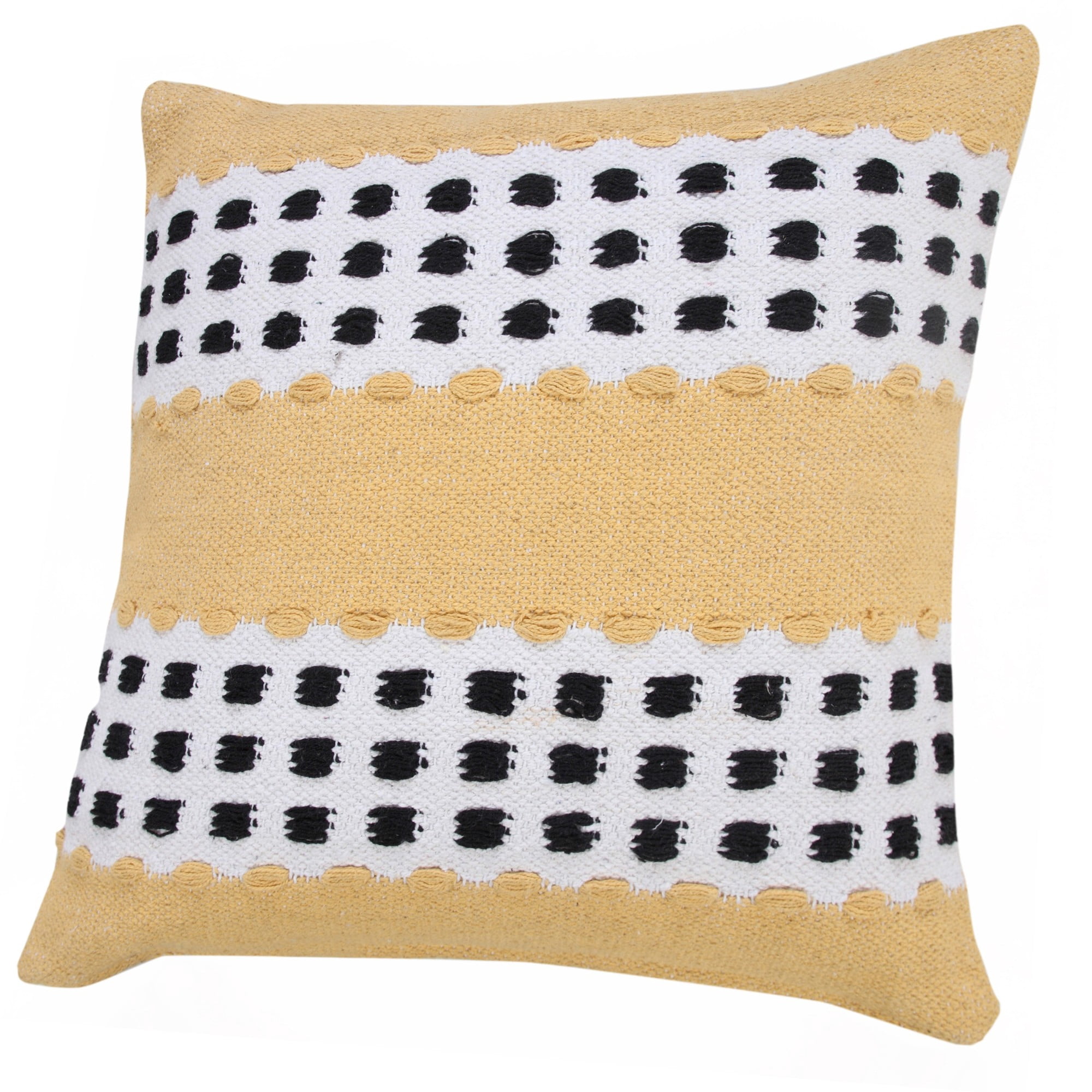 Harlow Hill Glenn 20" x 20" Striped Cotton Adult Decorative Feather Filled Pillow, Yellow/Black/White