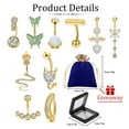 thumbnail image 2 of Designice 14G Belly Rings,Dangle Belly Button Ring,Mix-Style Piercing Jewelry,10Pcs,Gold, 2 of 6
