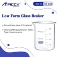 thumbnail image 2 of Vaso de vidrio Maccx BKL400-012, 400 ml, borosilicato 3.3, paquete de 12, 2 of 7