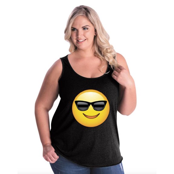 Normal is Boring - Women's Plus Size Tank Top, up to Size 28 - Emoji with Sunglasses