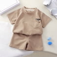 thumbnail image 2 of CAUYDY Toddler Girls Baby Boys Summer Clothes Short Sleeves T-Shirt Tops + Shorts Cute Outfits Set For Little/Big Kids 2t 3t 4t 5t 6t 7t 8t 9t 10t 11t (Sizes 6-12 Months,H03-Khaki), 2 of 6