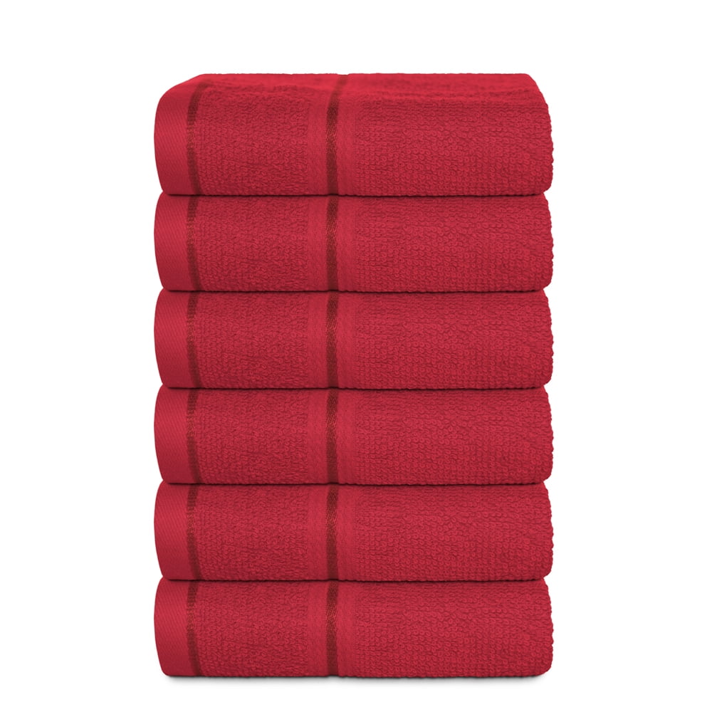 HURBANE HOME 6 Pc Red Washcloth Set Highly Absorbent Light Weight