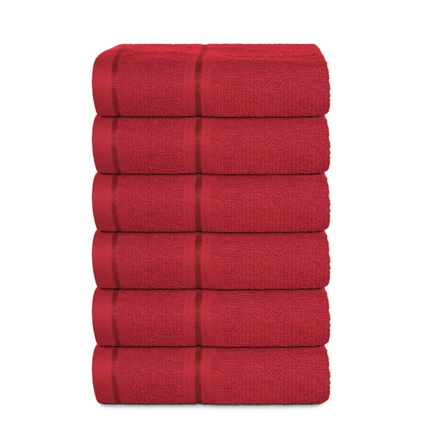 HURBANE HOME 6 Pc Red Washcloth Set Highly Absorbent Light Weight