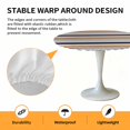 thumbnail image 2 of Elastic Fitted Round Tablecloth, Orange Grey Striped Waterproof Stretch Table Cover for 55"-60" Tables, Farmhouse Stripes Modern Abstract Art Washable Outdoor Tablecloths for Patio, Picnic, Camping, 2 of 9
