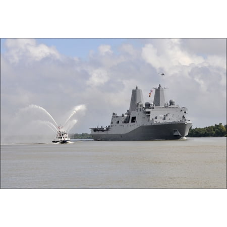24"x36" Gallery Poster, New York (LPD 21) transits the Mississippi River