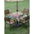 thumbnail image 3 of Easter Gnomes Outdoor Tablecloth - 60x60 Inch Square Dining Table Cover, Pink Blue Eggs Spring Flowers Branches Wooden Waterproof Outdoor Table Cloth with Umbrella Hole & Zipper for Picnic/Patio, 3 of 7
