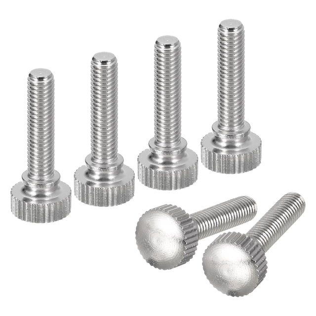 Tornillos de pulgar estriados M5x20mm, paquete de 6 tornillos de latón con hombro, tono plateado