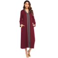 thumbnail image 2 of Ekouaer Women Zipper Robe Long Sleeve Loungewear Lightweight Housecoat Full Length Nightgown with Pockets, 2 of 6