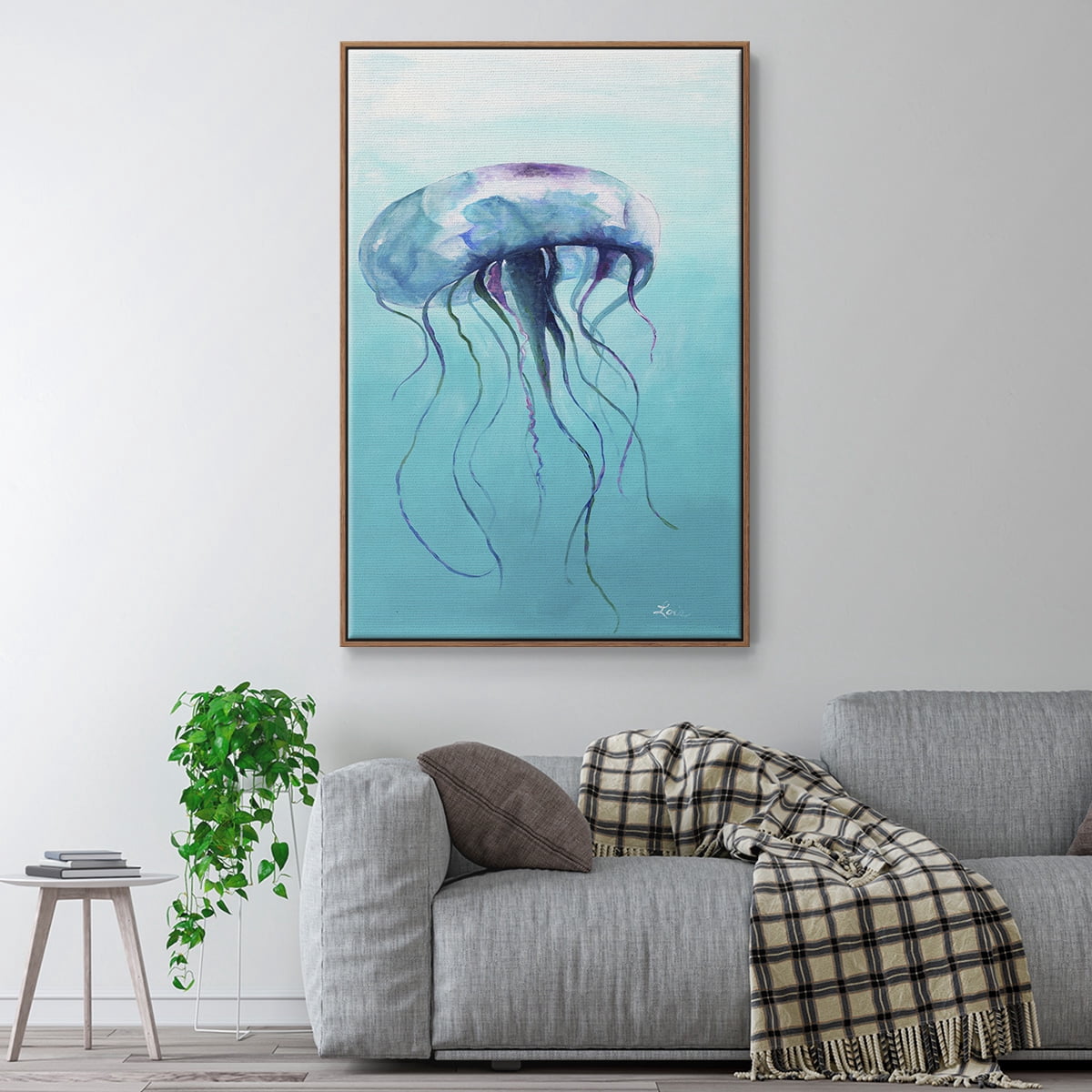 Jelly Fish Framed Premium Gallery Wrapped Canvas - Ready to Hang