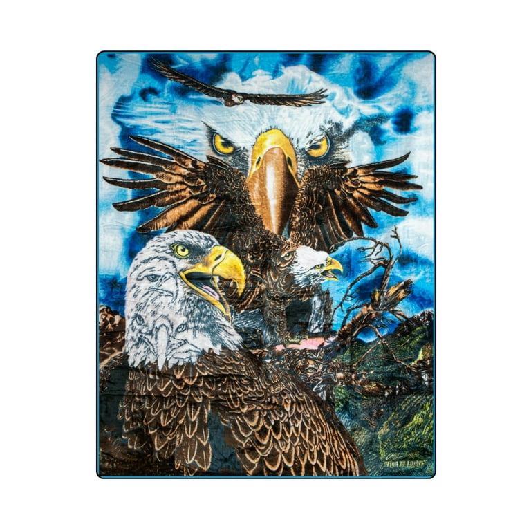 Plush Throw Blanket Find 13 Eagles QUEEN BED 79