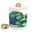 thumbnail image 1 of Animal Piggy Bank, Cartoon Crocodile Sporty Muscular Manly Alligator Villian Image Print, Ceramic Coin Bank Money Box for Cash Saving, 3.6" X 3.2", Jade Green Blue, by Ambesonne, 1 of 4