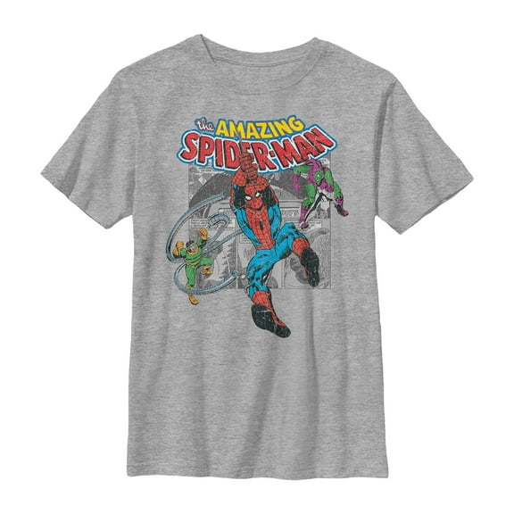 Boy's Marvel Amazing Spider-Man Battles Evil Graphic Tee Athletic Heather Large