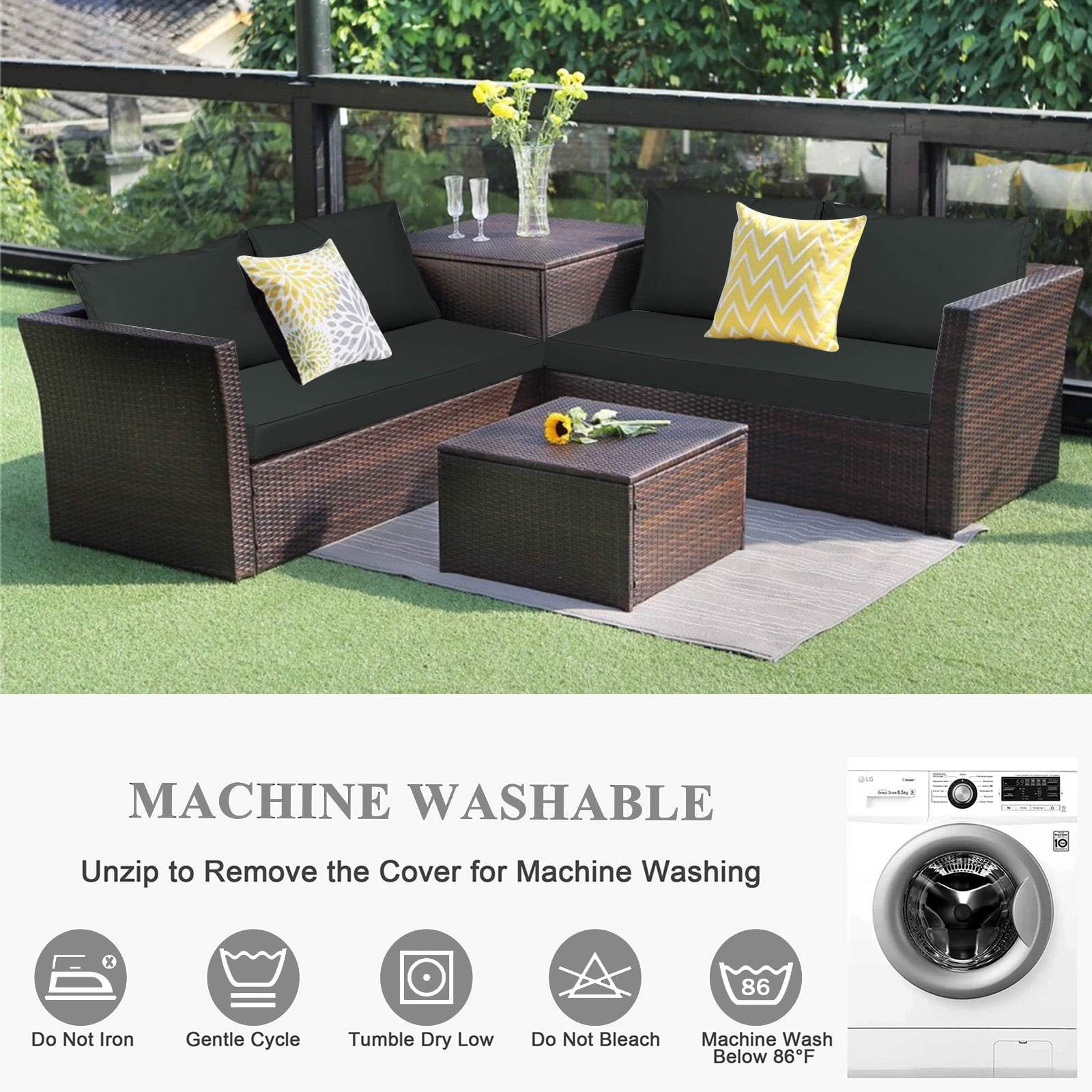 swing Outdoor Loveseat Cushion Set 48 x 24 inch,Waterproof Weather & Fade Resistant Seat and Backrest Cushion Set for Couch, Swing, Bench