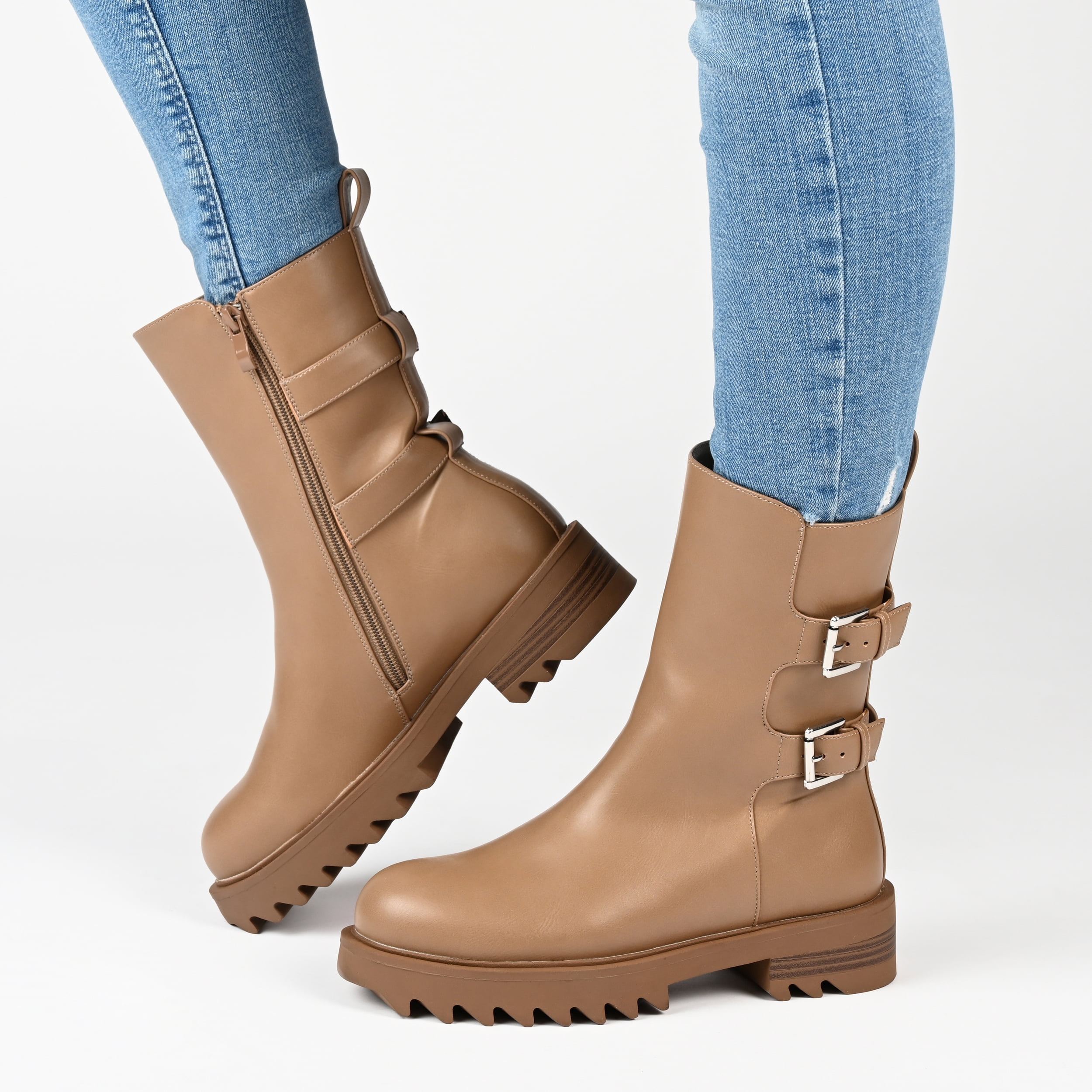 Journee Collection Womens Yasmine Almond Toe Block Heel High Ankle Booties
