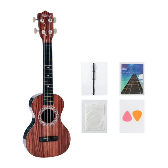 Bunblic Guitare Ukulélé pour Enfants, 21 Pouces, Instrument de Musique Classique, Mini Guitare à 4 Cordes pour Garçons Filles Enfants, grain de Bois Rouge