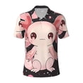 thumbnail image 2 of Daiia Cute Axolotl Sakura Blossoms Pattern Men’s Polo Shirts,Solid Deck Shirt,Classic Fit, Breathable Cotton Polo for Casual and Sport Wear-Large, 2 of 7