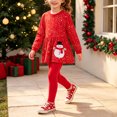 thumbnail image 3 of Enyan Girls Christmas Outfit Xmas Tree Print Long Sleeve Ruffle Bodysuit Dress with Legging Warm Pant Set Toddler Fall Winter Clothes Red,1-2 Years, 3 of 7