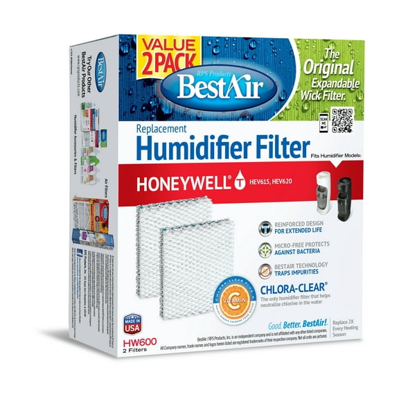 BestAir® HW600 Extended Life Humidifier Replacement Paper Wick for Honeywell Humidifiers. SIZE: 1.5″ x 6.75″ x 7.5″. WEIGHT: 0.12lb.