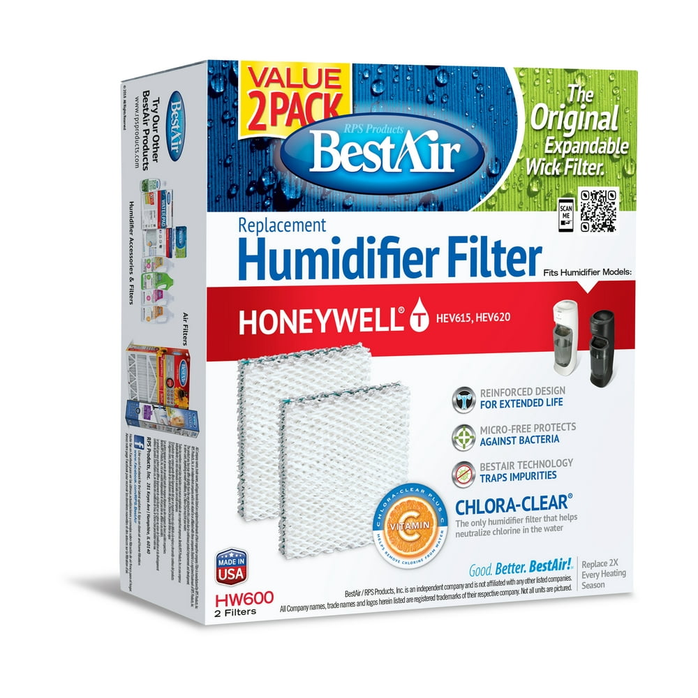 BestAir HW600 Value 2PK Humidifier Replacement Wick Filter for Honeywell models 6.4" x 2.8" x 8.