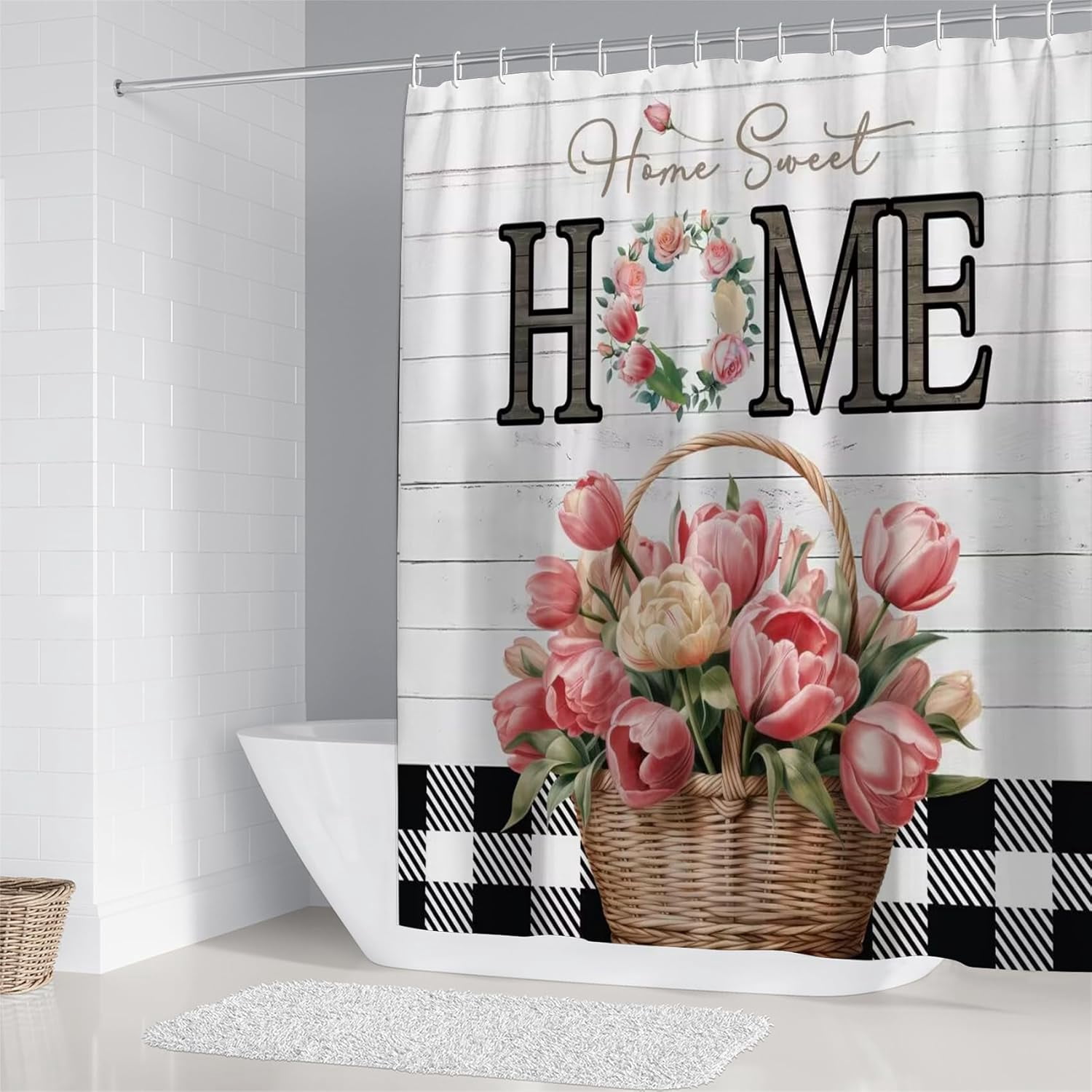 Purple Lavender Shower Curtain Set Bathroom Sets Rustic Shower Curtain Set with Rugs,Bathroom Shower Curtain Set with Carpet Bath Mat Toilet Rugs