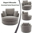 thumbnail image 2 of Aukfa 42" Oversized Swivel Accent Chair Barrel Chair w/ 3 Pillows for Living Room, Chenille, Gray, 2 of 19