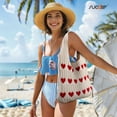 thumbnail image 4 of SUOSDEY Summer Beach Tote Bag for Women with Heart Knit,Hollow Crochet Shoulder Bag Aesthetic Boho Hobo Bag, 4 of 8