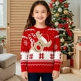 thumbnail image 2 of XIMIN Toddler Kids Ugly Christmas Sweater Girls Boys Funny Xmas Santa Print Holiday Sweaters Long Sleeve Crewneck Fall Winter Warm Knit Pullover Tops, 2 of 4