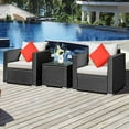 thumbnail image 1 of Costway 3PCS Patio wicker Furniture Set Conversation Rattan Sofa Set w/Cushion Garden, 1 of 9