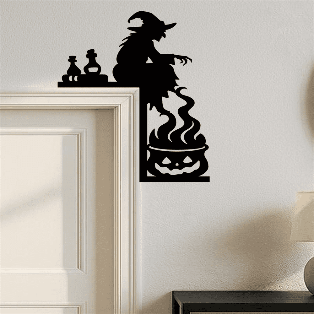 Gothic Witch Cauldron Iron Door Hanger Heavy Duty Wall Decor