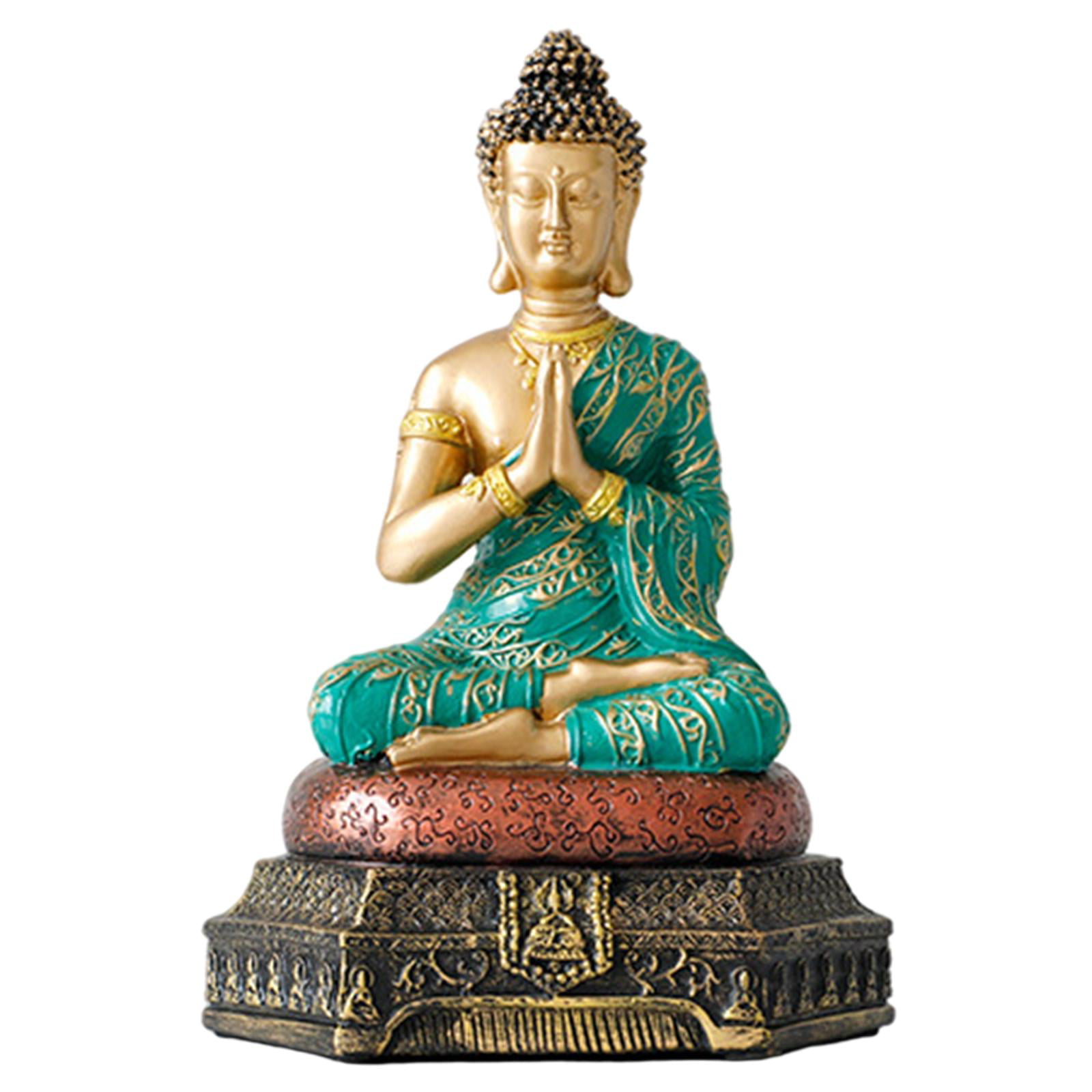 Sitting Buddha Statue Small Figurine Fengshui Home Office Docor Mini Ornament 