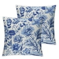 thumbnail image 2 of JEUXUS Chinoiserie Throw Pillow Covers Set of 2 Blue and White Porcelain Floral Decorative Pillow Cases Cushion Covers for Sofa Couch Car Bedroom Home Decor, 2 of 6