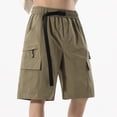 thumbnail image 6 of TEAJOPSUU Men's Cargo Shorts Plus Size Casual Elastic Waist Drawstring Quick Dry Gym Beach Sports Shorts with Pockets F-Green, 6 of 6