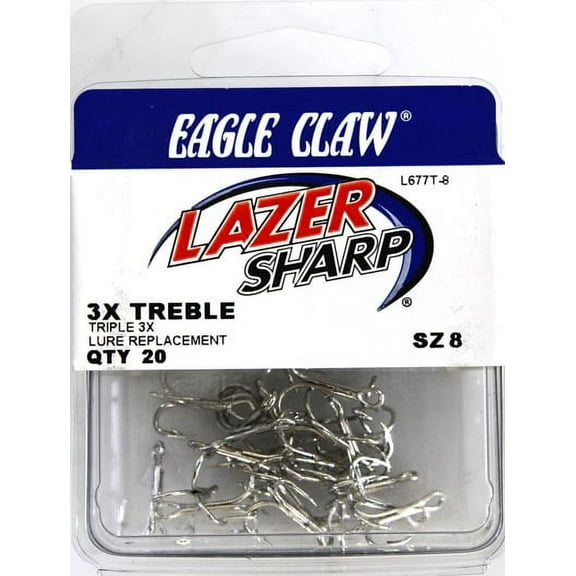 Lazer Sharp L677TH-8 3x Strong Treble Hook, Size 8