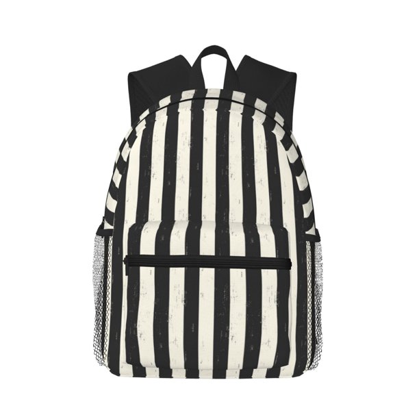 Easygdp Black And White Thick Stripes Mochila Casual para Portátil, Mochila para Escuela, Viajes, Negocios