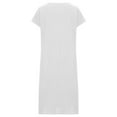 thumbnail image 6 of USSUMA Dress for Women Wedding Guest Short Sleeve Linen Cotton Shift T Shirt Midi Summer Dress Casual Daisy Print Knee Length 2022 Sundresses Beach Round Neck Womens Sun Dresses, 6 of 6