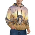 thumbnail image 2 of Kdxio Wildlife Protection Print Mens Casual Hooded Collar Drawstring Hoodies Pullover Sweatshirts Casual Long Sleeve Shirts-4X-Large, 2 of 7
