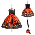 thumbnail image 6 of MUXiin Girls Halloween Pumpkin Pageant Party Dress with Bowknot Gown and Bag Set Halloween Dresses For Kids for 4-5 Years, 6 of 7