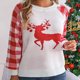thumbnail image 5 of Suéter de cuello redondo para mujer, estampado navideño, cuello redondo, manga larga, suéter de punto, blusa para mujer, blusa de poliéster, 5 of 7
