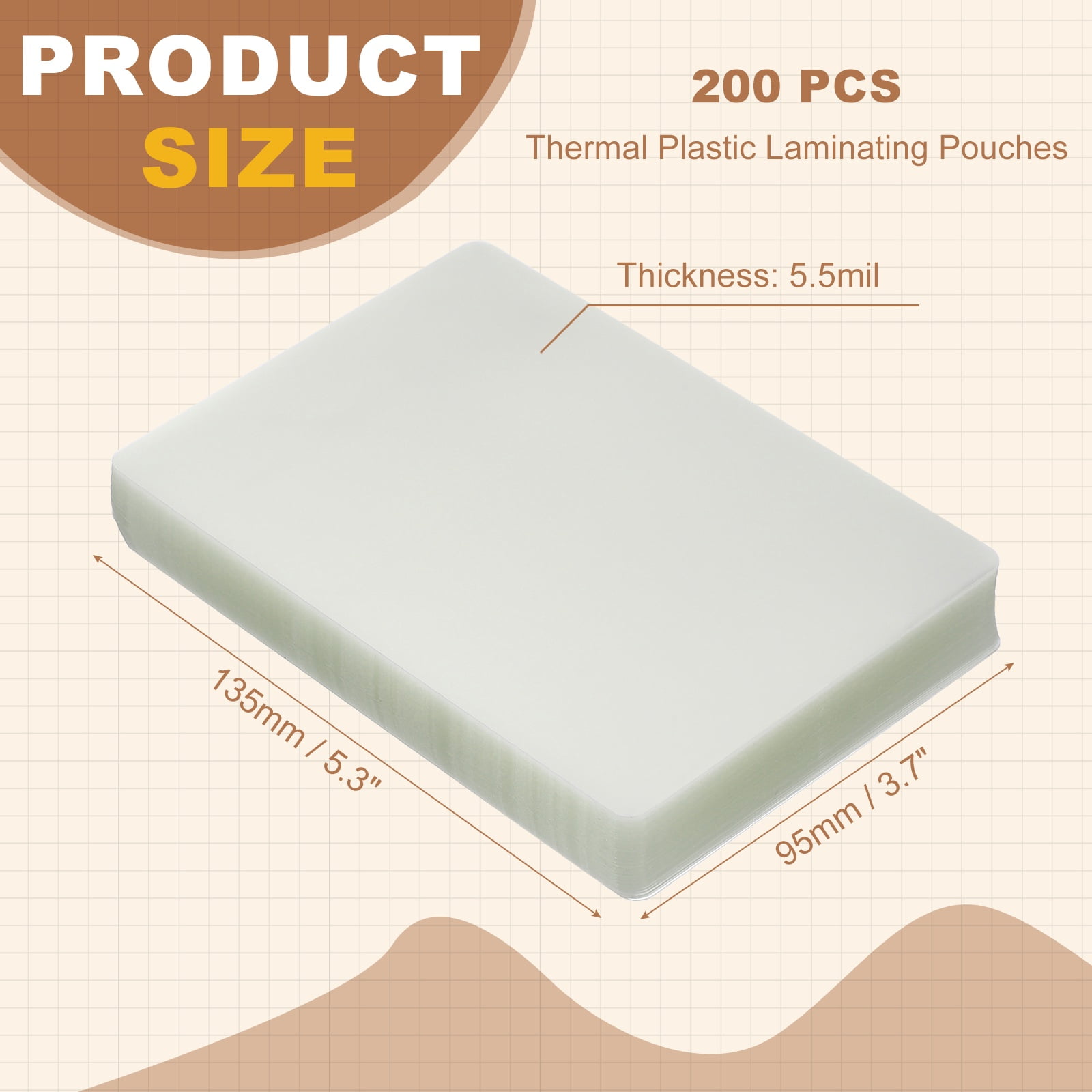 Uxcell 5.3x3.7" 5.5 Mil Thermal Plastic Laminating Pouches, 200Pcs Laminating Sheets Protection for Heat Seal Documents Menus Photos Work Permits Pass Cards ID Cards, Clear